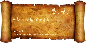 Várady Anett névjegykártya